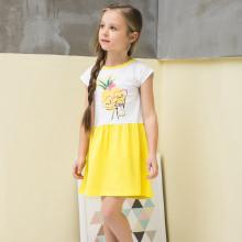 Shein Girls Pineapple Print Contrast Panel Dress