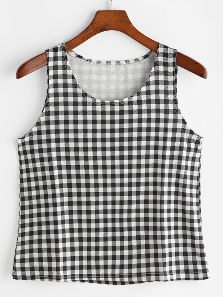 Shein Gingham Plaid Crop Tank Top