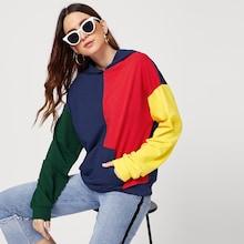 Shein Color Block Hoodie Sweatshirt