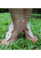 Rosewe Beige Geometric Design Crochet Strappy Anklet