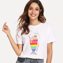 Shein Graphic Print Slit Hem Tee