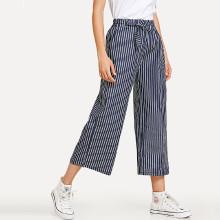 Shein Tie Waist Stripe Wide Leg Pants