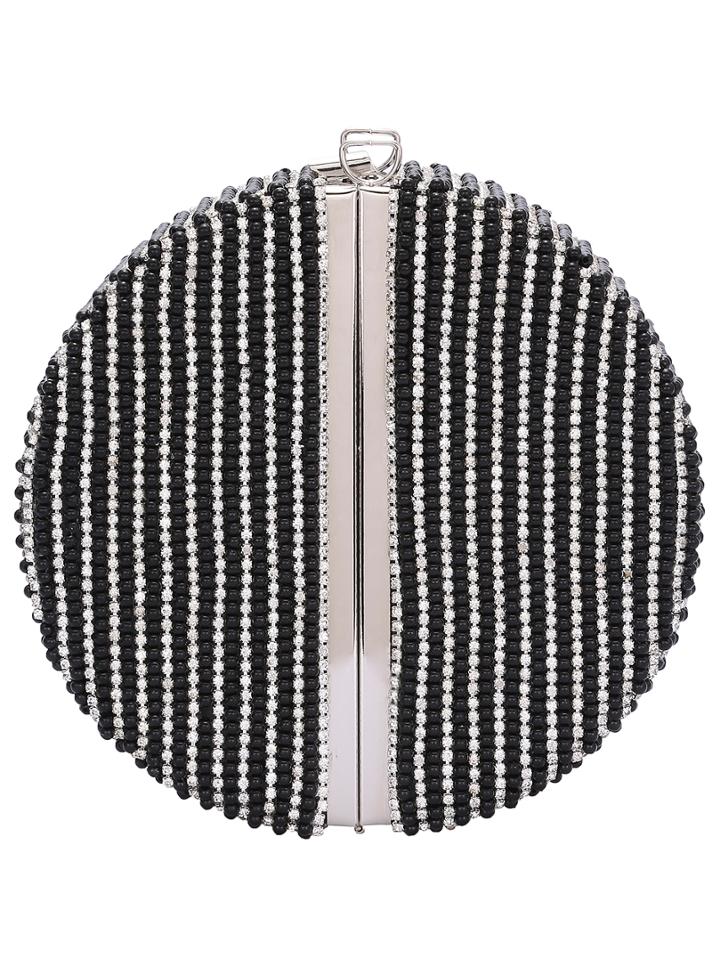 Shein Black Rhinestone Round Banquet Bag
