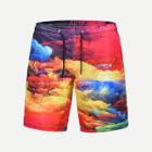 Shein Men Colorful Clouds Print Drawstring Beach Shorts