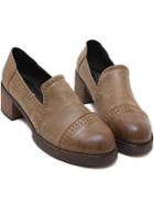 Shein Brown Round Toe Pierced Chunky Heel Boots