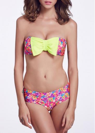 Rosewe Two Pieces Floral Print Knot Design Bikini