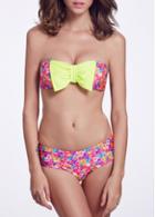 Rosewe Two Pieces Floral Print Knot Design Bikini