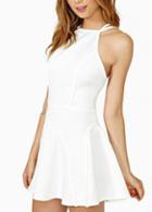 Rosewe Chic Open Back Strap Design White A Line Dress