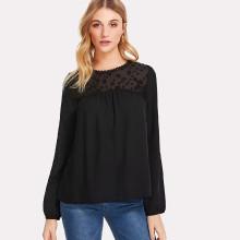 Shein Dot Mesh Shoulder Top