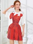 Shein Dress Print Drop Shoulder Nightdress