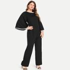 Shein Plus Contrast Binding Bell Sleeve Jumpsuit