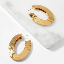 Shein Textured Oval Open Hoop Earrings