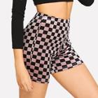 Shein Checked Print Velvet Cycling Shorts