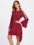 Shein Ladder Cut Bell Sleeve Hanky Hem Tee Dress