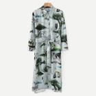 Shein Self Tie Ink Painting Print Satin Shirt Dress