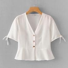 Shein Button Front Pep Hem Blouse