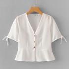 Shein Button Front Pep Hem Blouse