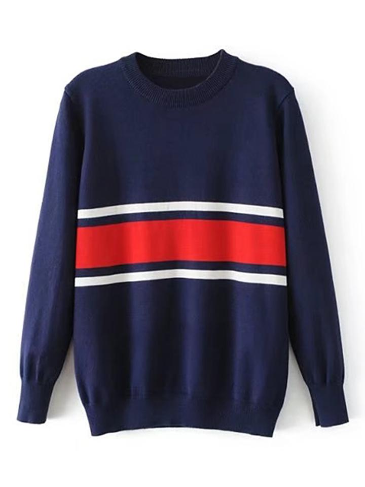 Shein Wide Striped Ribbed Trim Sweater