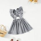 Shein Girls Ruffle Detail Criss Cross Plaid Skirt