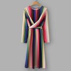 Shein Rainbow Striped Criss Cross Belted Dress