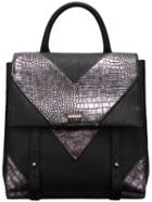 Shein Black V Pattern Pu Backpacks