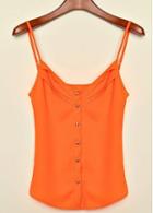 Rosewe Enchanting Strap Design Button Decorated Woman Vest Orange