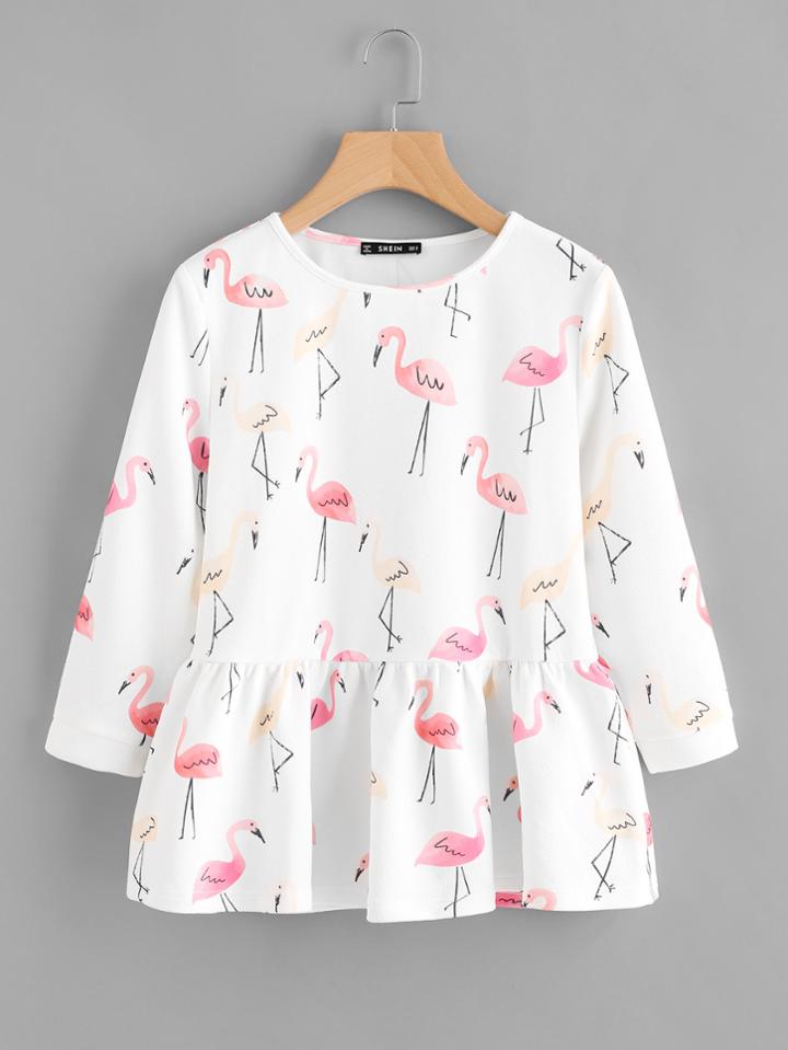 Shein Allover Flamingo Print Smock Top