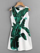 Shein Banana Leaves Print A Line Dress