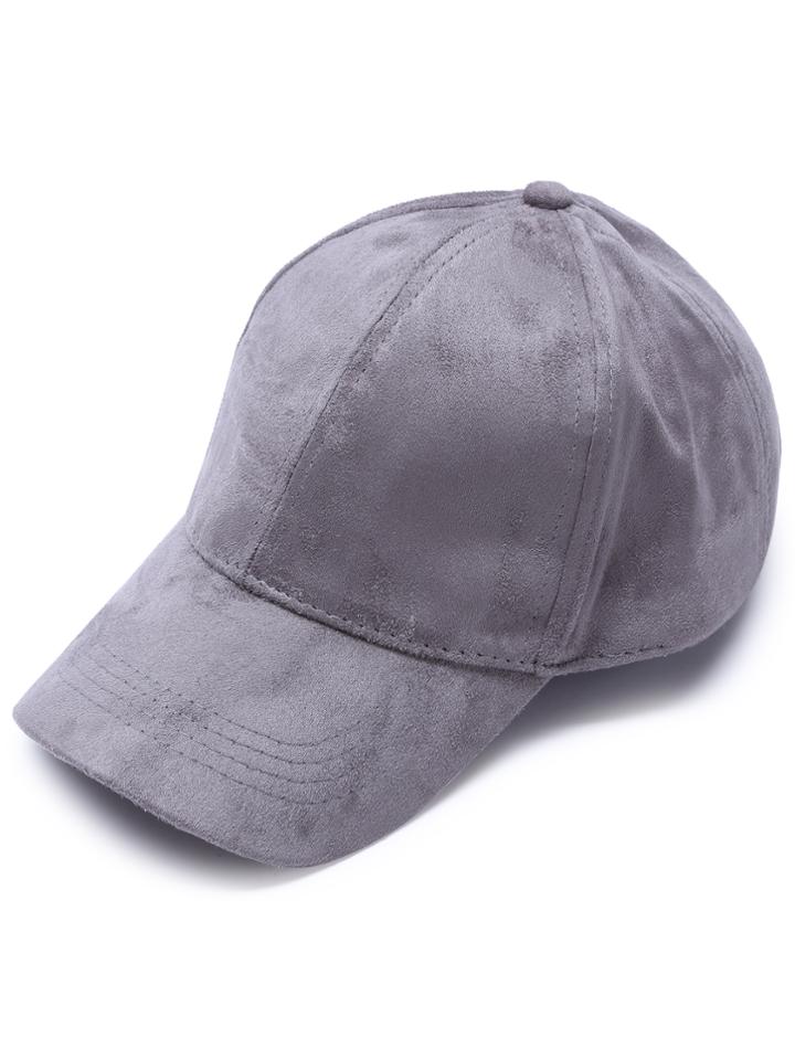 Shein Dark Grey Suede Casual Baseball Cap