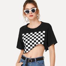 Shein Graphic Print Asymmetrical Tee