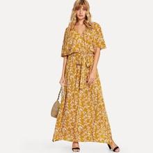 Shein Waist Elastic Floral Print Dress