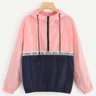 Shein Plus Letter Print Hooded Anorak Jacket