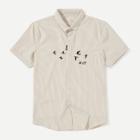 Shein Men Embroidered Pinstriped Shirt