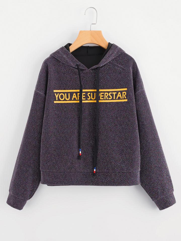 Shein Drop Shoulder Glitter Hoodie