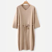 Shein Drop Shoulder Self Tie Sweater Dress