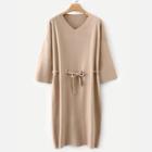 Shein Drop Shoulder Self Tie Sweater Dress