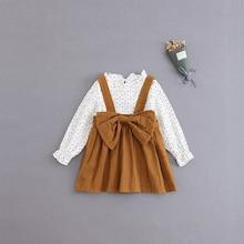 Shein Girls Heart Print Blouse With Pinafore Dress