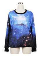 Rosewe Galaxy Style Patterned Round Neck Long Sleeve Tees