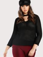 Shein Choker Neck Loose Knit Top