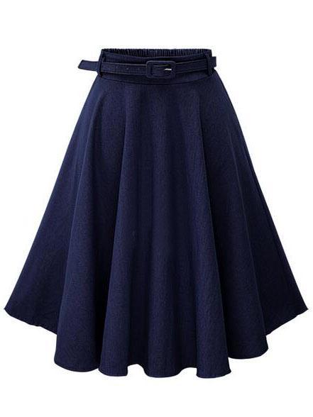 Shein Denim Circle Skirt With Belt