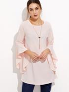 Shein Pink Bell Sleeve Long Blouse