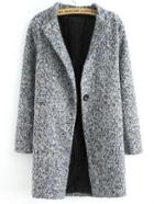 Shein Grey Long Sleeve Single Button Tweed Coat