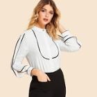 Shein Contrast Trim Split Sleeve Blouse