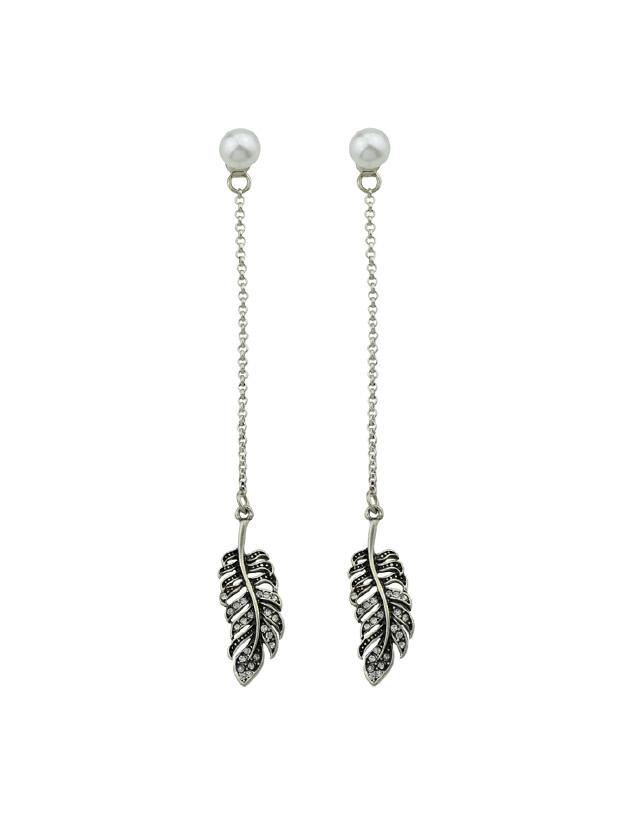 Shein Long Chain Feather Shape Party Dangle Earrings