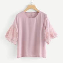 Shein Tiered Mesh Sleeve Panel Blouse