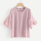 Shein Tiered Mesh Sleeve Panel Blouse