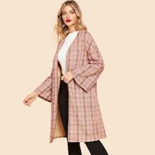 Shein Drop Shoulder Plaid Coat