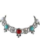 Shein Colorful Indian Design Imitation Turquoise Choker Collar Necklace