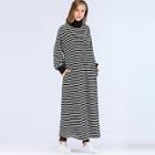 Shein Drop Shoulder High-neck Longline Stripe Dress