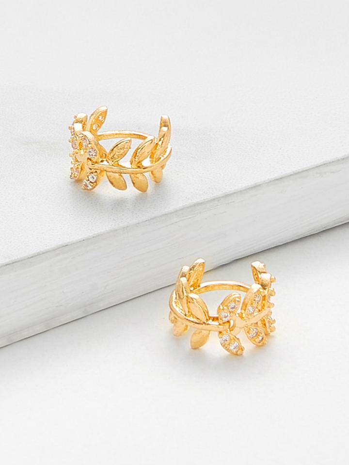 Shein Leaf Design Hoop Earrings